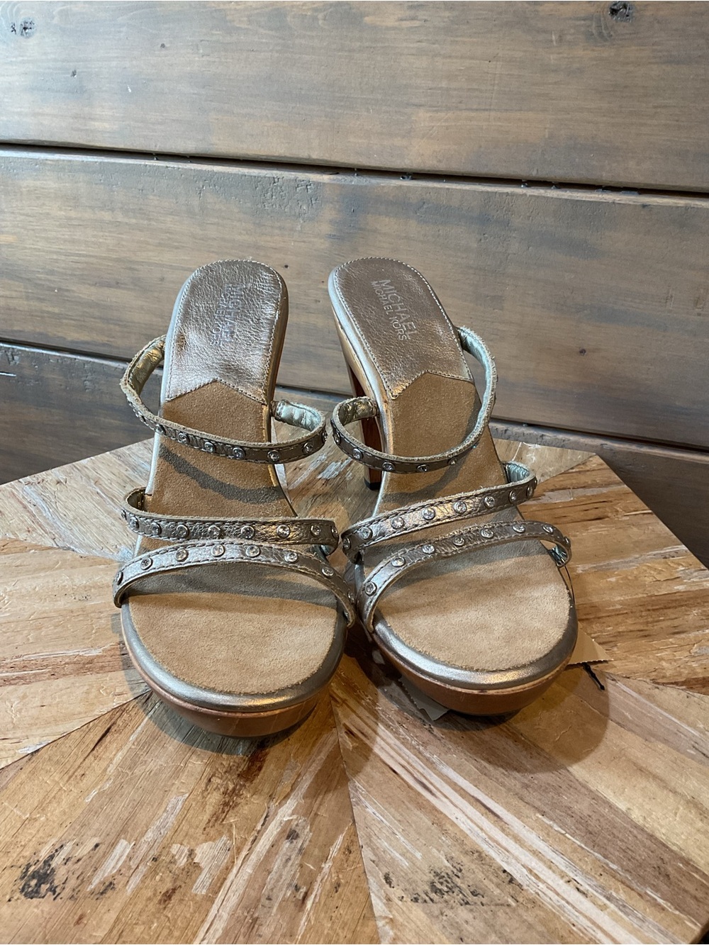 Michael Kors Silver Crystal-Embellished Strappy Wedge Sandals